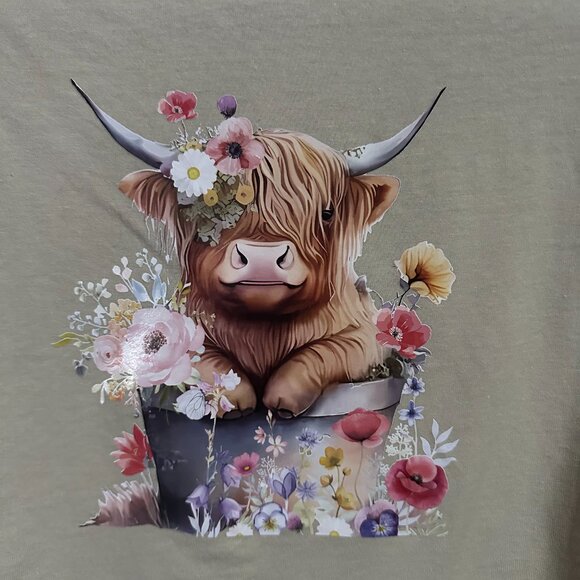 NEW Handcrafted Highland Cow Shirt Size Medium - Picture 2 of 4